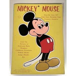 Unused Vintage 1970s Mickey Mouse Vinyl Sticker Walt Disney Productions 10.5"